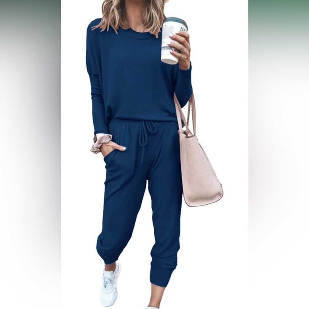 🆕Fall 2 Piece Lounge Outfit Long Sleeve Tops High Waisted Jogger Pants Set